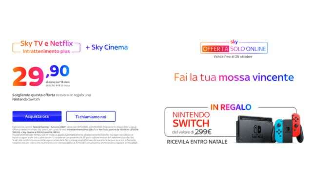 Offerta Sky TV e Cinema e Nintendo
