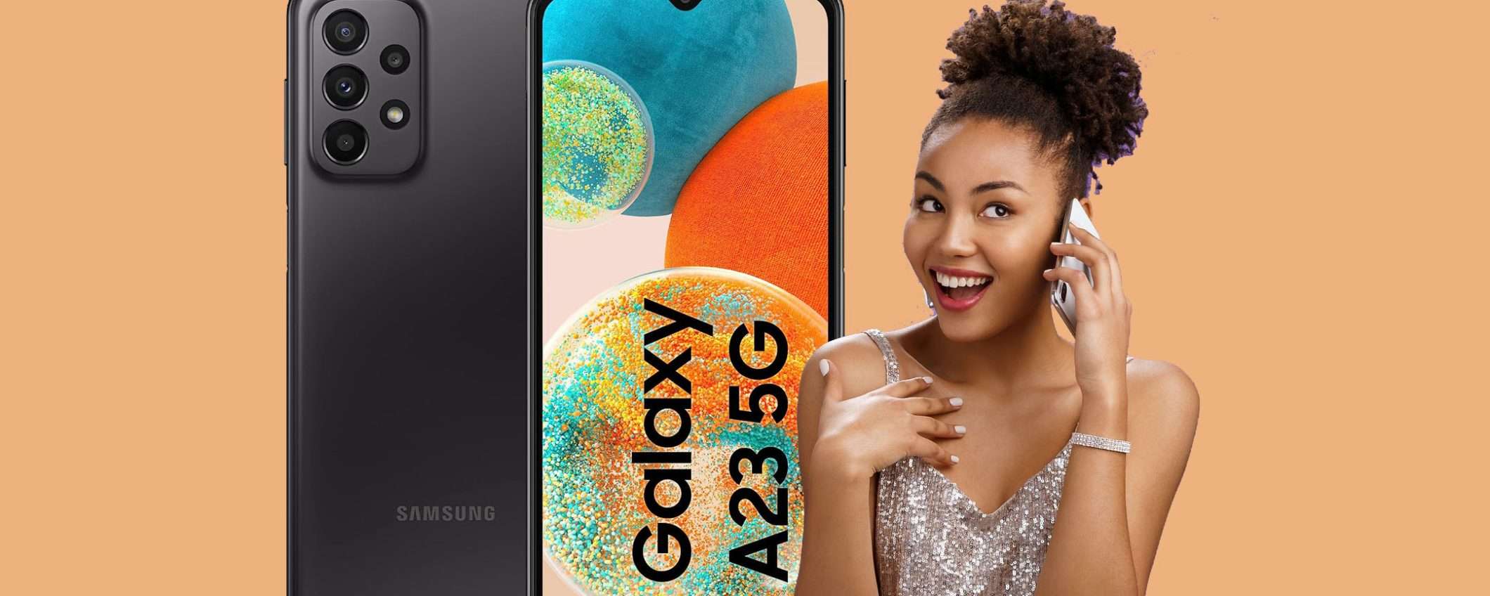 Samsung Galaxy A23 5G oggi in offerta al prezzo SHOCK (-43%) Samsung Galaxy A23 5G oggi in offerta al prezzo SHOCK (-43%)