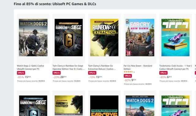 Sconti Amazon giochi Ubisoft