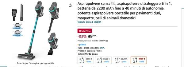 Aspirapolvere senza fili ultraleggero e potente in OFFERTA al 75%