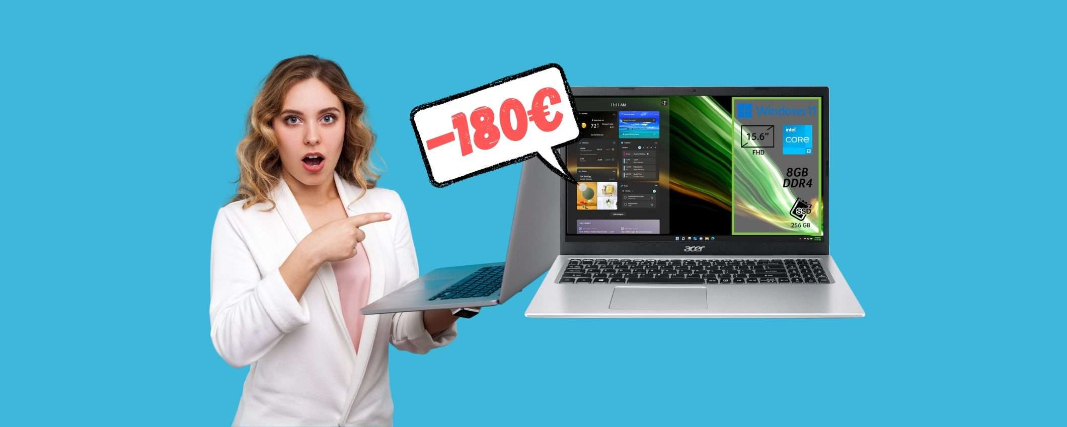 Acer Aspire 3: portatile con i3, 8GB di RAM e 256GB SSD a -180€ Acer Aspire 3: portatile con i3, 8GB di RAM e 256GB SSD a -180€