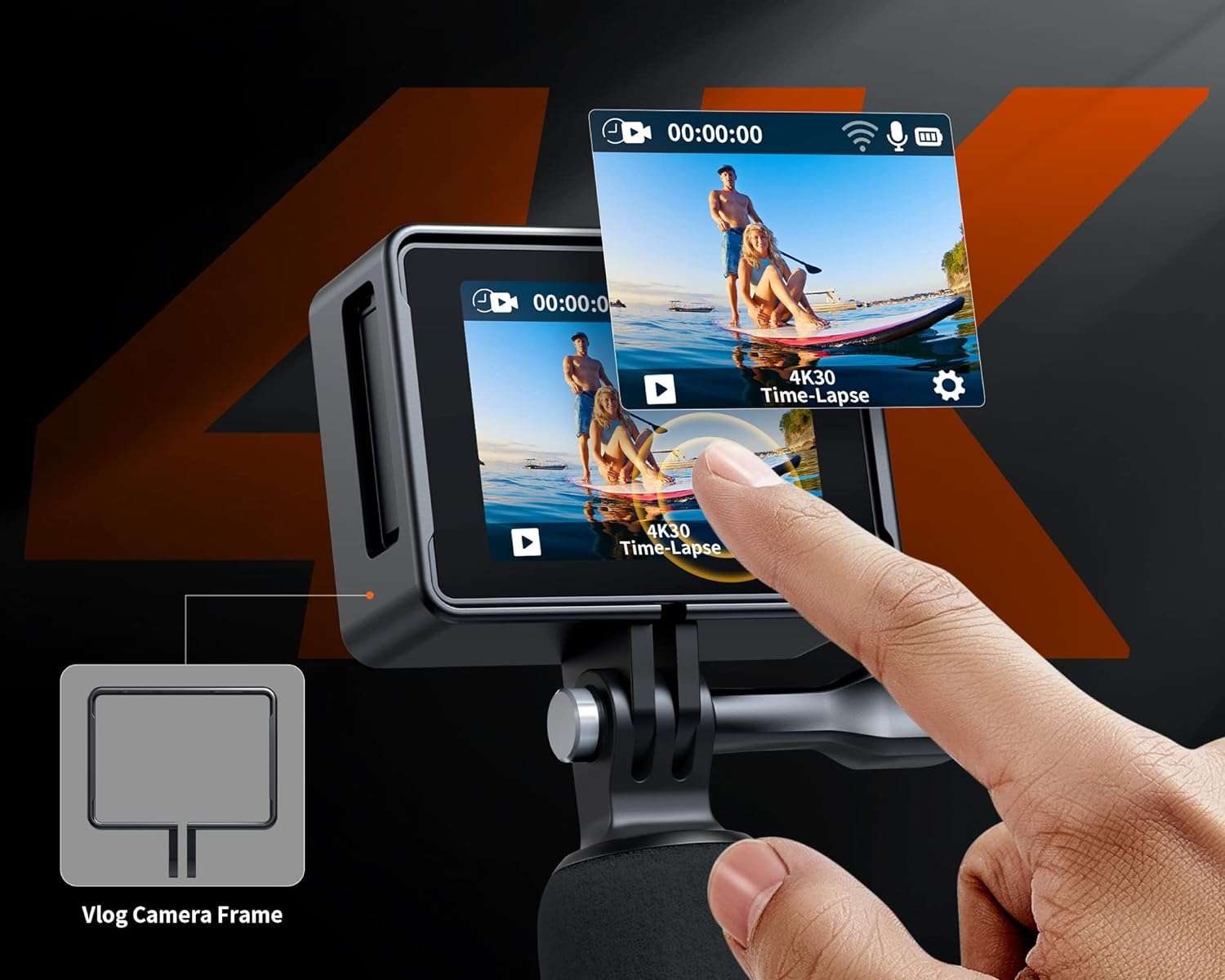 action-cam-impermeabile-risoluzione-4K-42e-affare-display