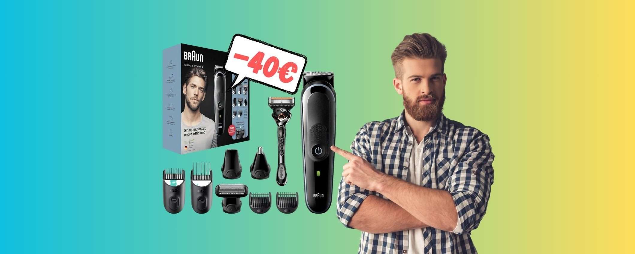 Braun: tagliacapelli e regolabarba con 7 accessori a 39€ (-40€) Braun: tagliacapelli e regolabarba con 7 accessori a 39€ (-40€)