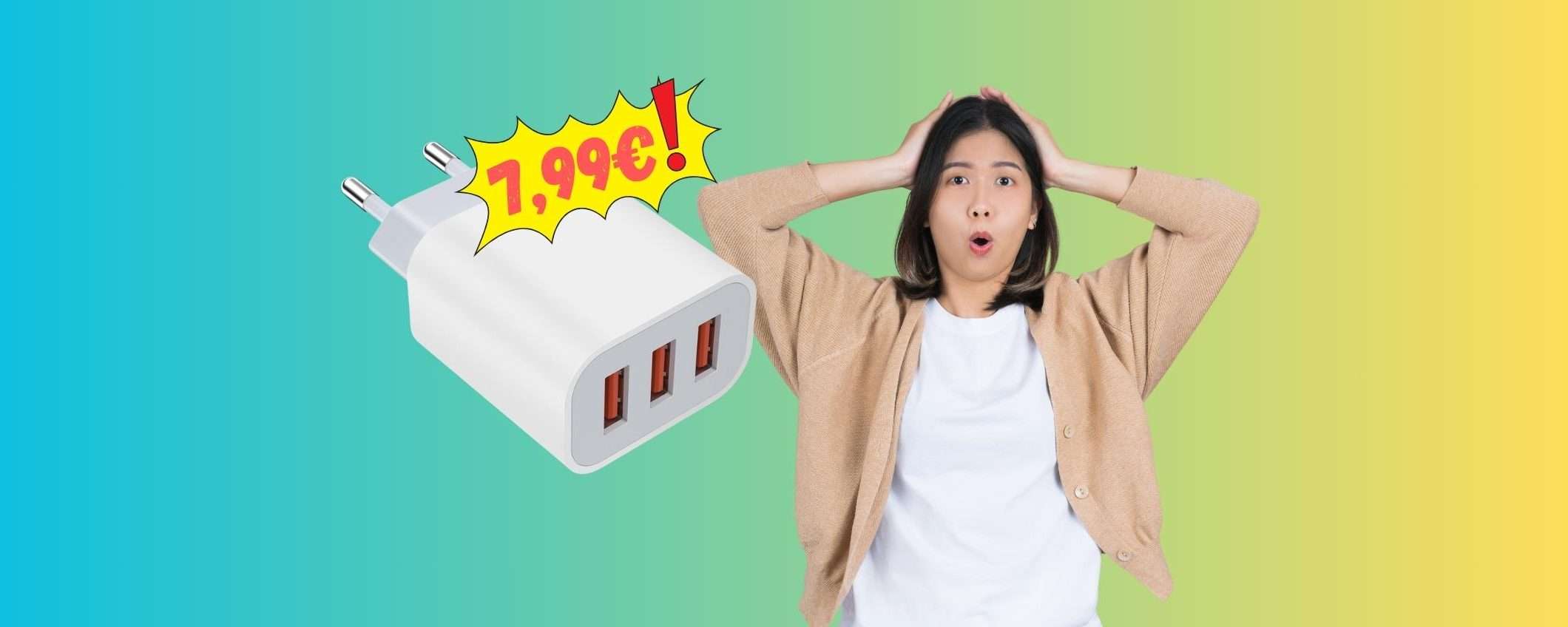 Caricatore USB con 3 uscite praticamente REGALATO, solo 7,99€ Caricatore USB con 3 uscite praticamente REGALATO, solo 7,99€