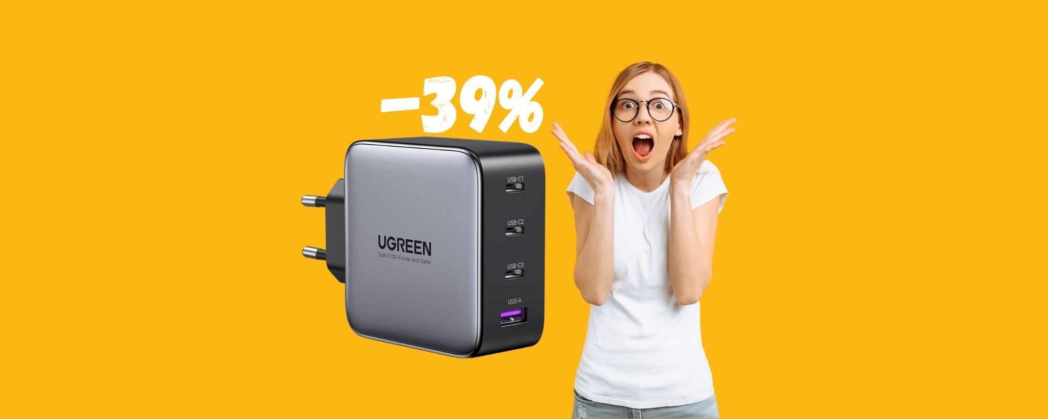 Caricatore USB con 4 uscite e 100W SCONTATISSIMO su Amazon Caricatore USB con 4 uscite e 100W SCONTATISSIMO su Amazon