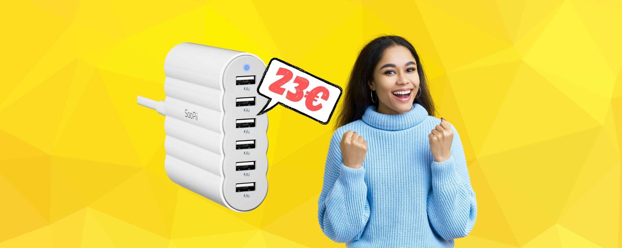 Caricatore USB SPETTACOLARE: 60W di potenza e 6 ingressi (23€) Caricatore USB SPETTACOLARE: 60W di potenza e 6 ingressi (23€)