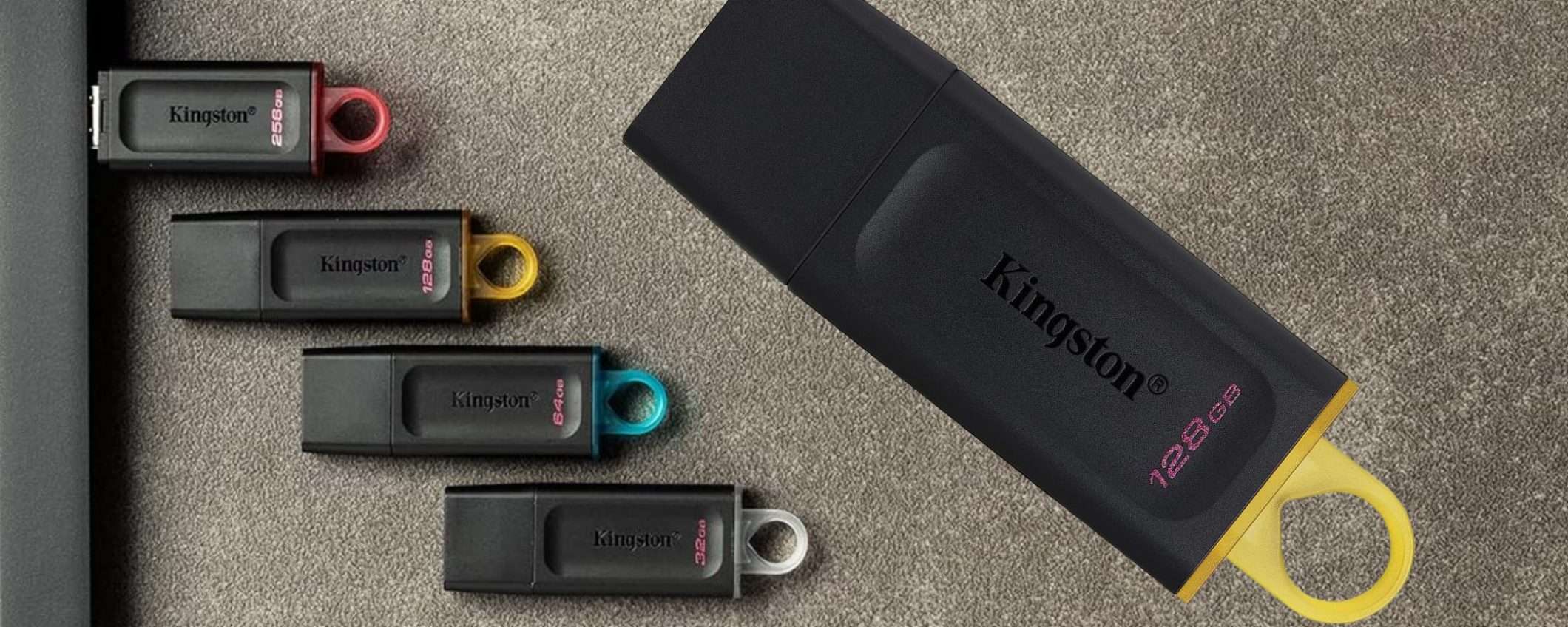 Sconto 50% e prezzo BOMBA: 10€ per la chiavetta 128GB di Kingston