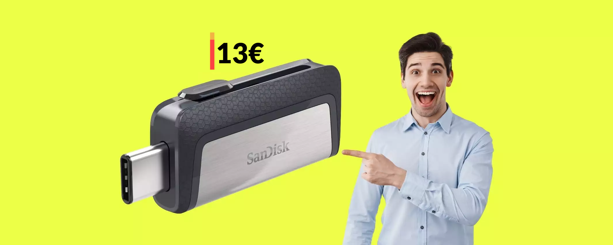 Chiavetta USB 32GB a 2 USCITE: la puoi usare con tutto (13€)