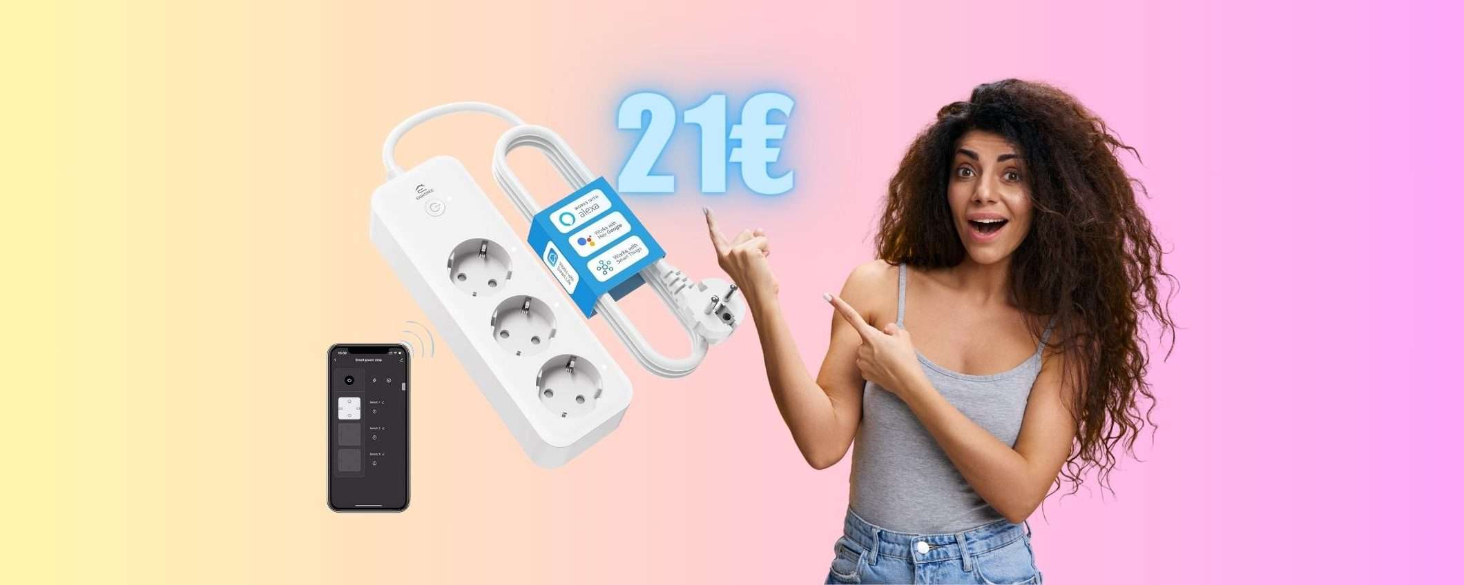 Ciabatta WiFi con 3 prese smart che controlli con la voce (21€) Ciabatta WiFi con 3 prese smart che controlli con la voce (21€)