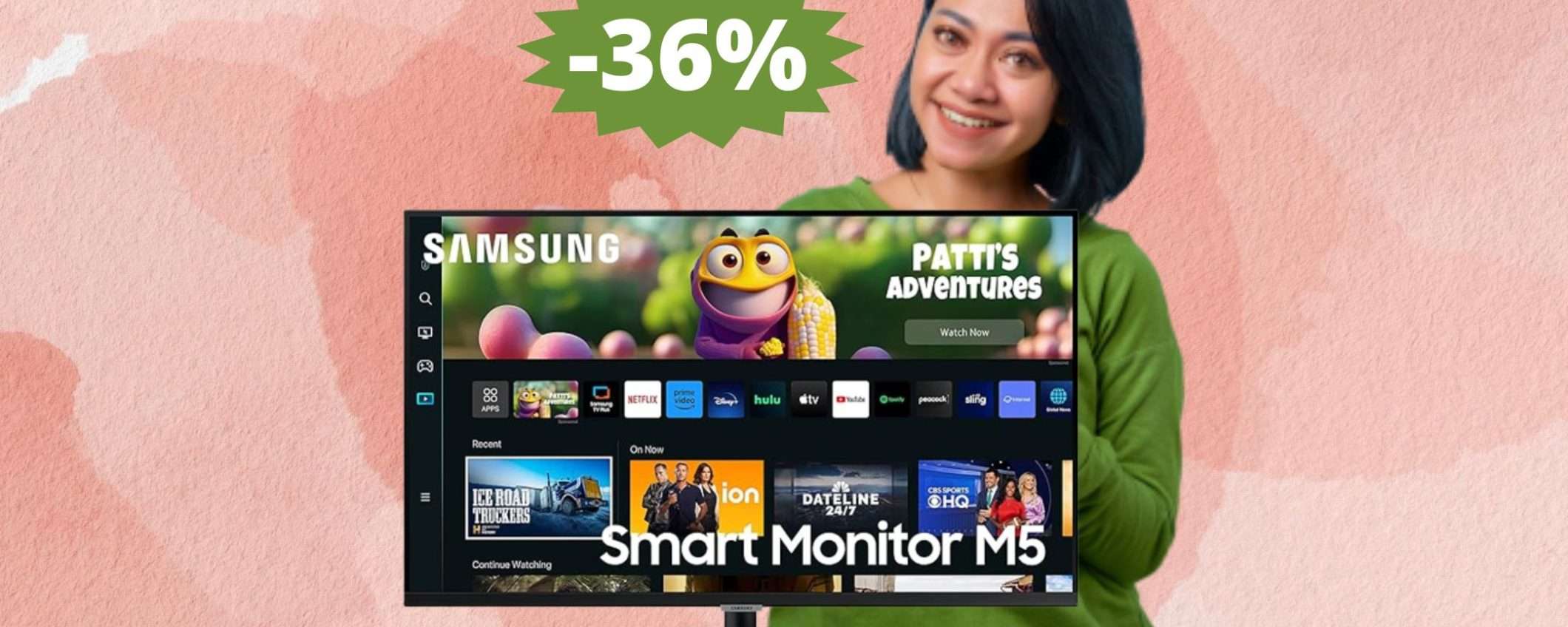 Samsung Smart monitor M5: MEGA sconto del 36% su Amazon Samsung Smart monitor M5: MEGA sconto del 36% su Amazon