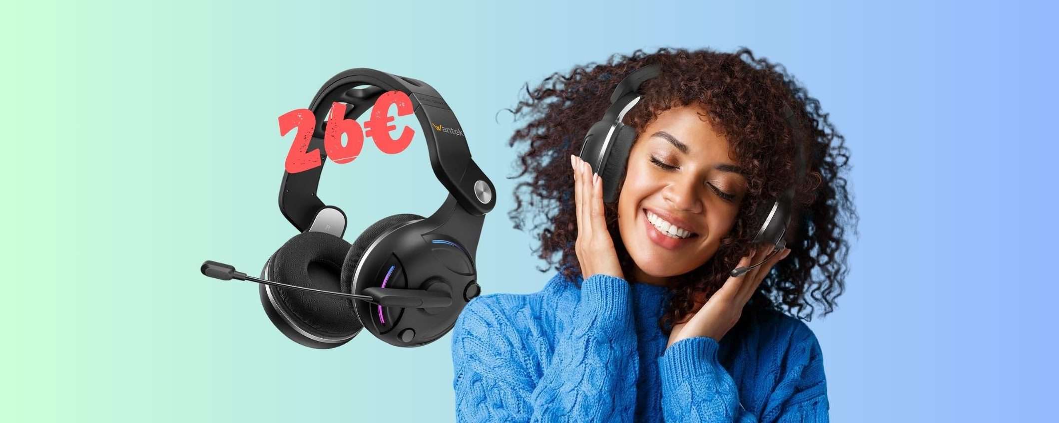 Cuffie Bluetooth con microfono e autonomia da 48h a 26€ Cuffie Bluetooth con microfono e autonomia da 48h a 26€