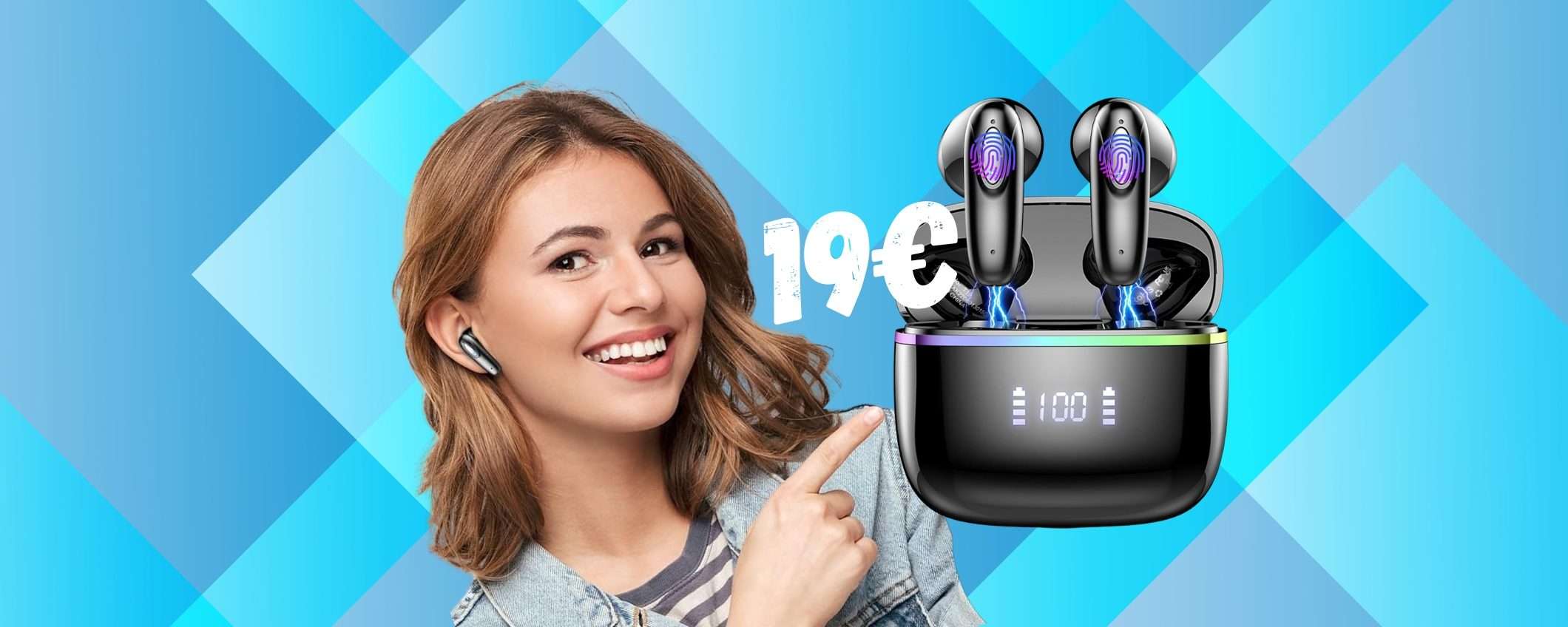Cuffiette Bluetooth con cancellazione rumore e 40h di autonomia (19€) Cuffiette Bluetooth con cancellazione rumore e 40h di autonomia (19€)