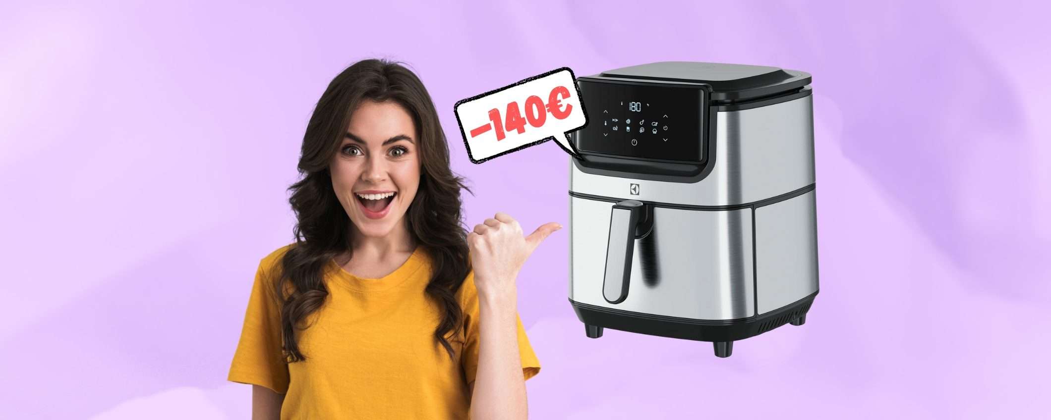 Electrolux: friggitrice ad aria da 5,4L e 8 programmi a 140€ in MENO Electrolux: friggitrice ad aria da 5,4L e 8 programmi a 140€ in MENO