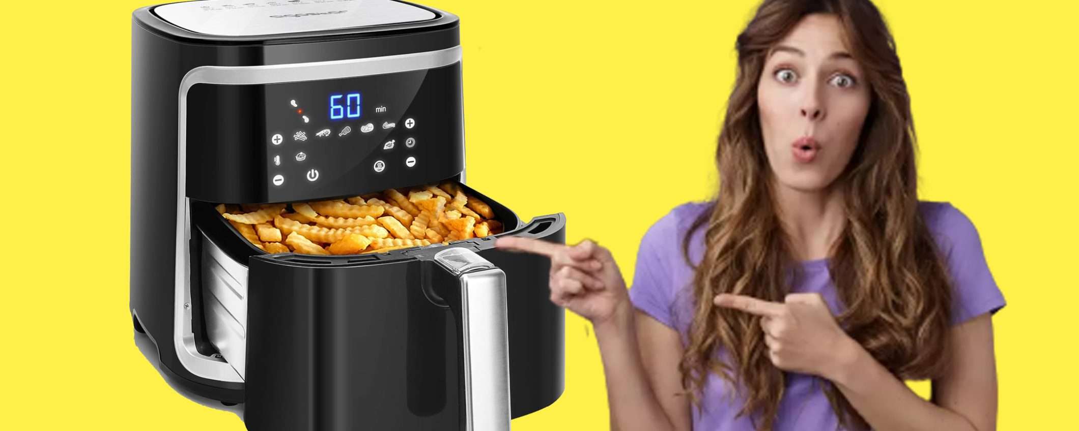 Friggitrice ad aria in offerta a meno di 50€: piatti deliziosi con il minimo sforzo Friggitrice ad aria in offerta a meno di 50€: piatti deliziosi con il minimo sforzo