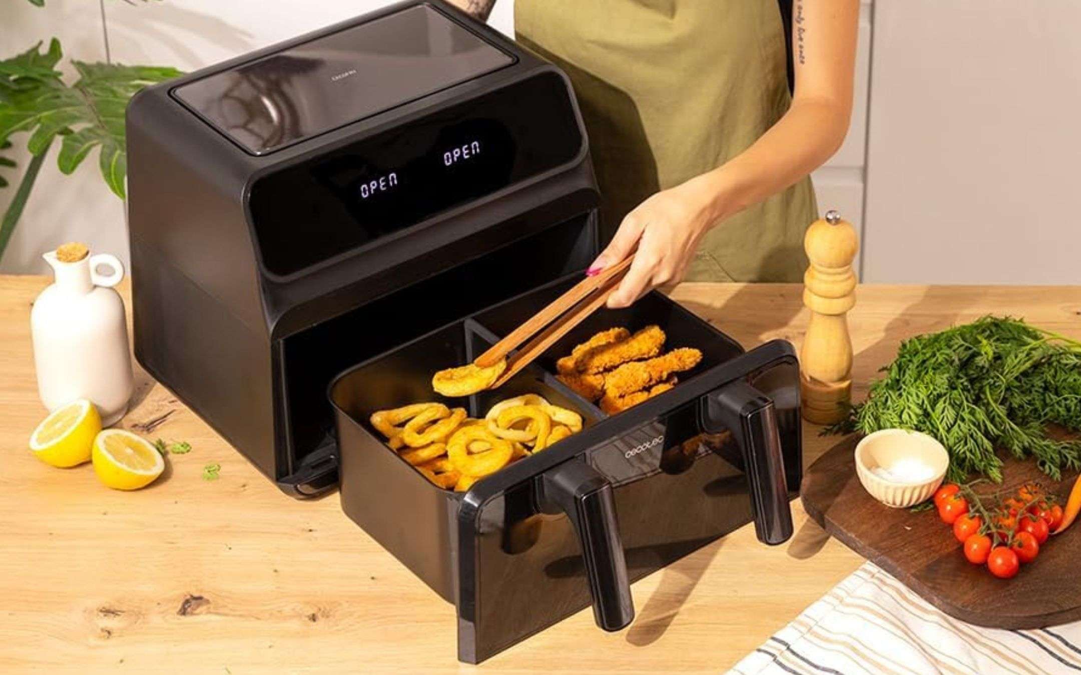 MasterPRO Rocket Duo - Friggitrice Ad Aria Doppia Da 9 Litri E 2400w Controllo Tempo E Temperatura Display Digitale Cestelli In Alluminio Facili 92953447