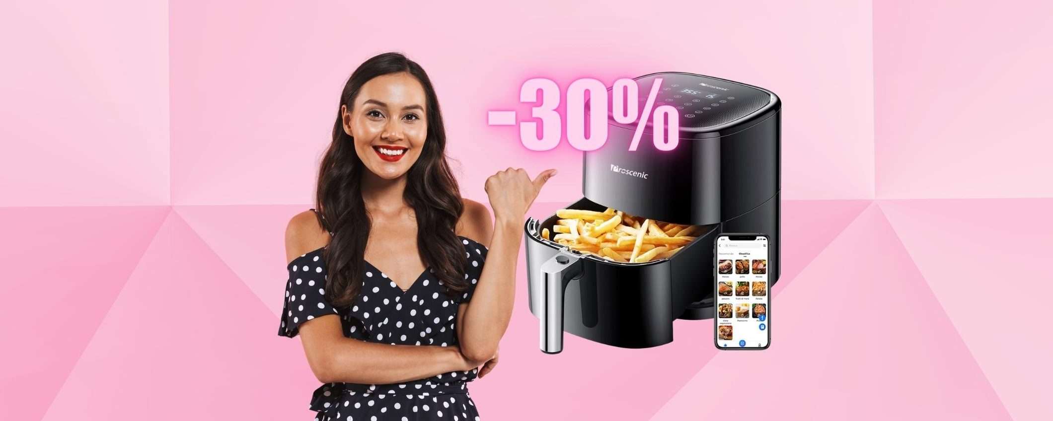 Friggitrice ad aria Proscenic T22: 5 litri e 11 programmi, solo 74€ Friggitrice ad aria Proscenic T22: 5 litri e 11 programmi, solo 74€