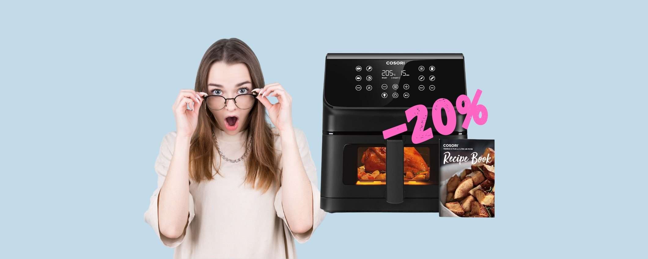 Friggitrice ad aria Cosori in SUPER PROMO: 6,2 L e 12 programmi Friggitrice ad aria Cosori in SUPER PROMO: 6,2 L e 12 programmi