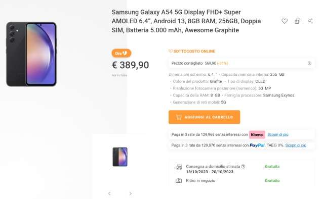 galaxy a54 256 gb unieuro