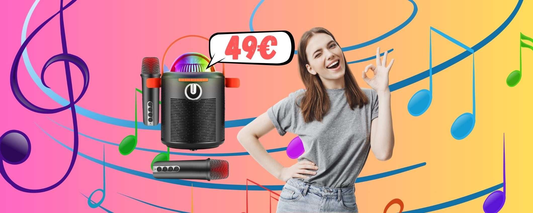 Karaoke completo con 2 microfoni, luci ed effetti voce a SOLI 49€ Karaoke completo con 2 microfoni, luci ed effetti voce a SOLI 49€