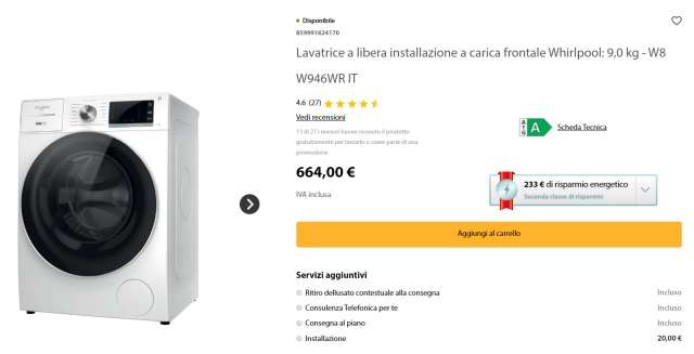 lavatrice whirlpool 664 euro