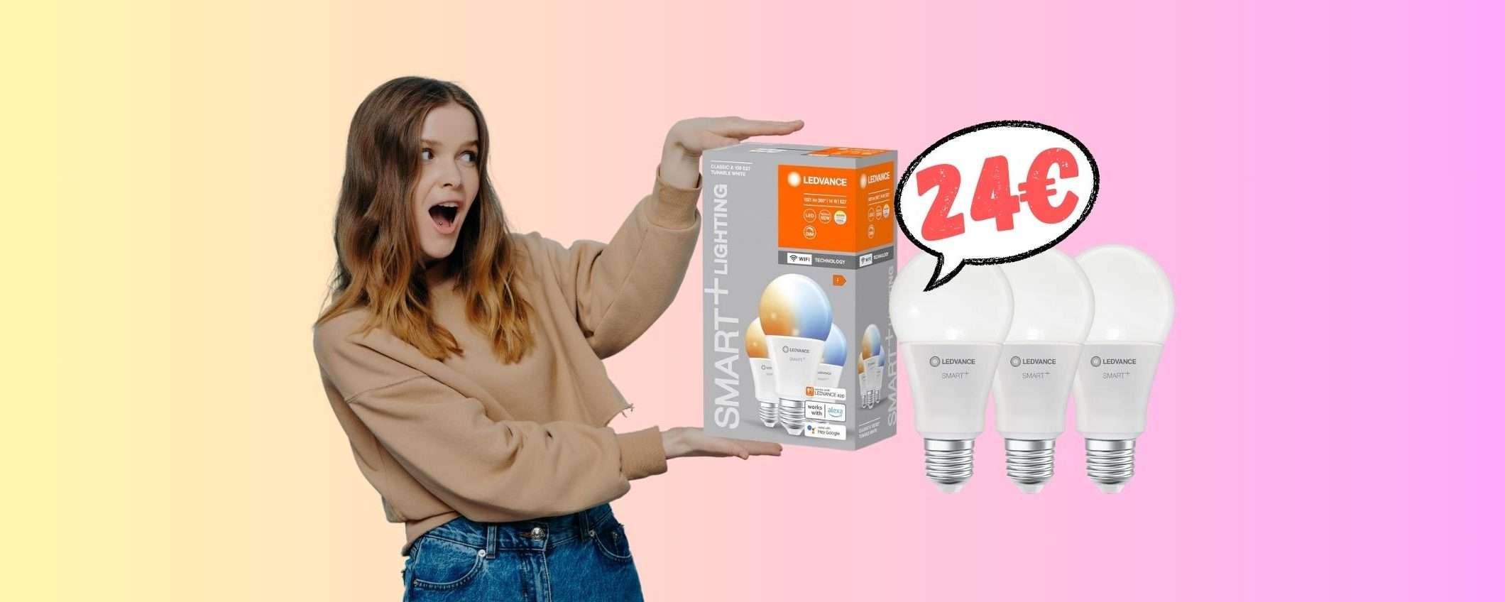LEDVANCE: 3 lampadine WiFi che controlli con la voce a 24€ LEDVANCE: 3 lampadine WiFi che controlli con la voce a 24€