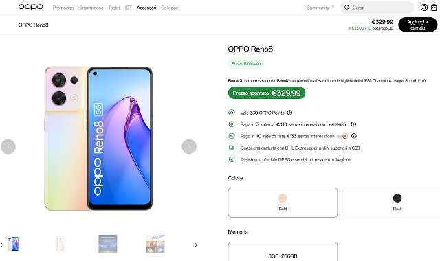 oppo reno 8 329,99 euro oppostore