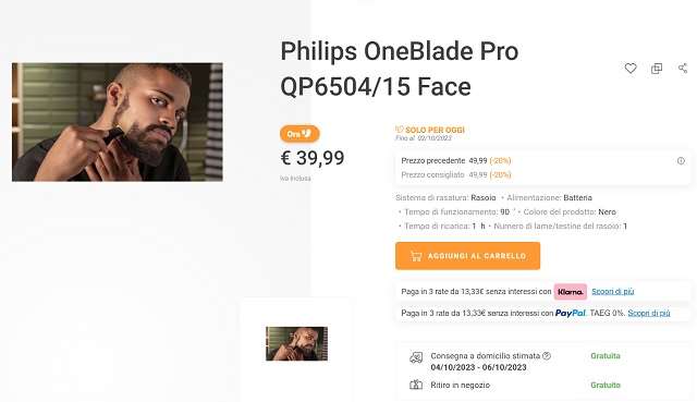 philips oneblade pro unieuro
