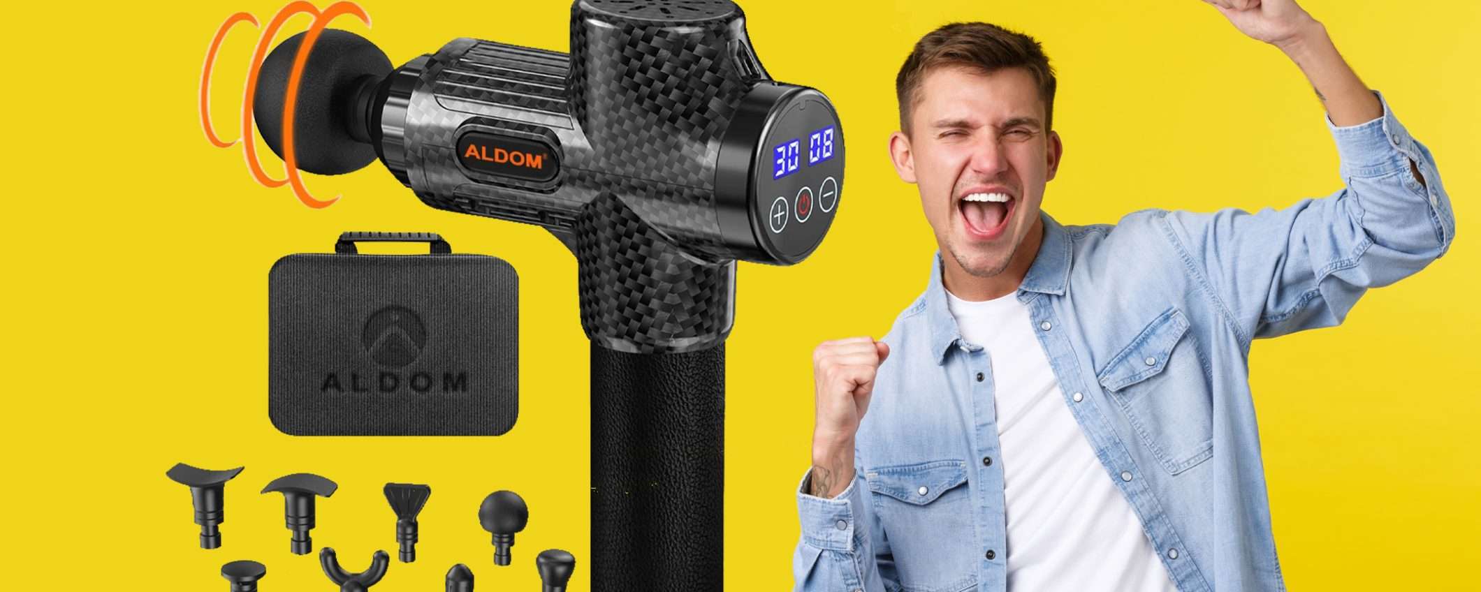 Pistola massaggiante con 30 velocità: doppio sconto TOP (62%+coupon 10%) Pistola massaggiante con 30 velocità: doppio sconto TOP (62%+coupon 10%)