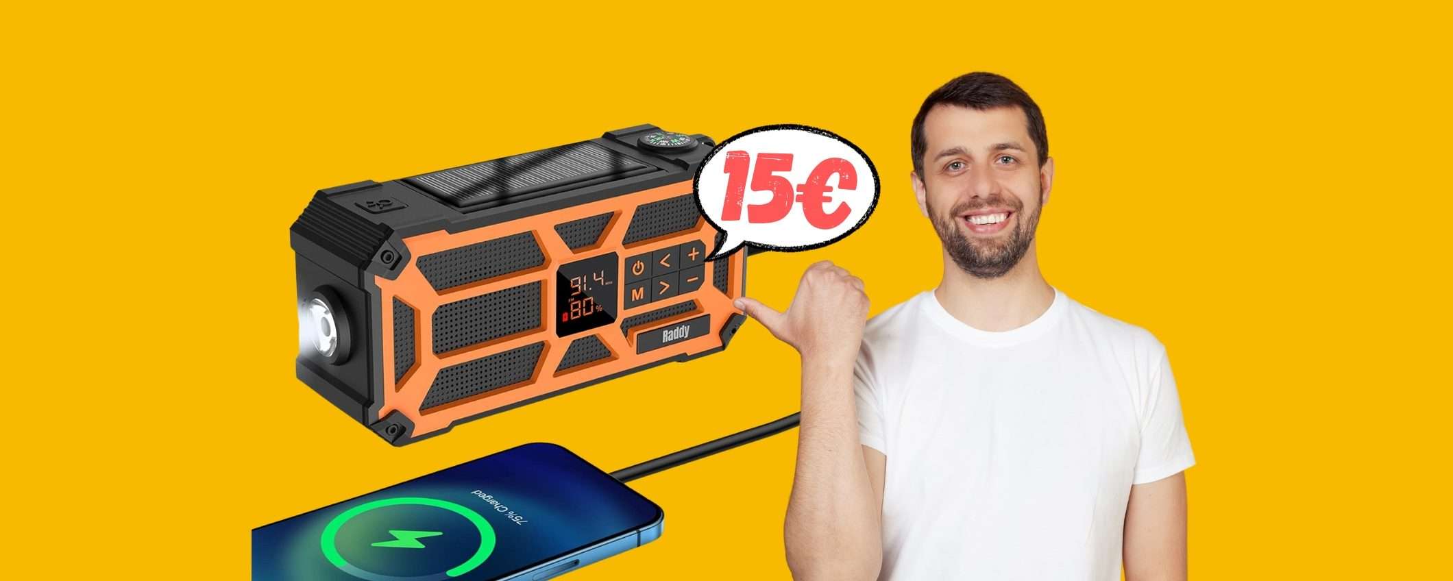 Power bank solare impermeabile con torica e bussola a SOLI 15€ Power bank solare impermeabile con torica e bussola a SOLI 15€