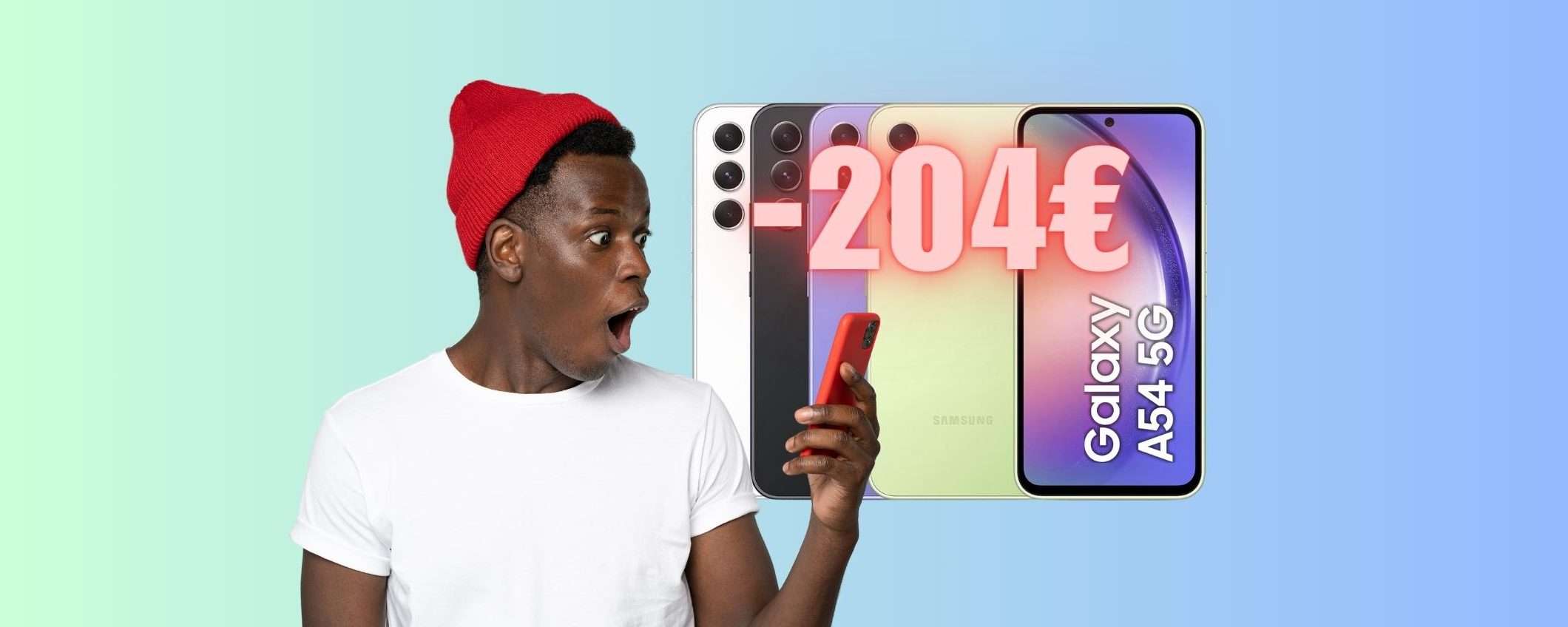 SCONTO di 204€ per il mitico Samsung Galaxy A54 5G da 256GB SCONTO di 204€ per il mitico Samsung Galaxy A54 5G da 256GB