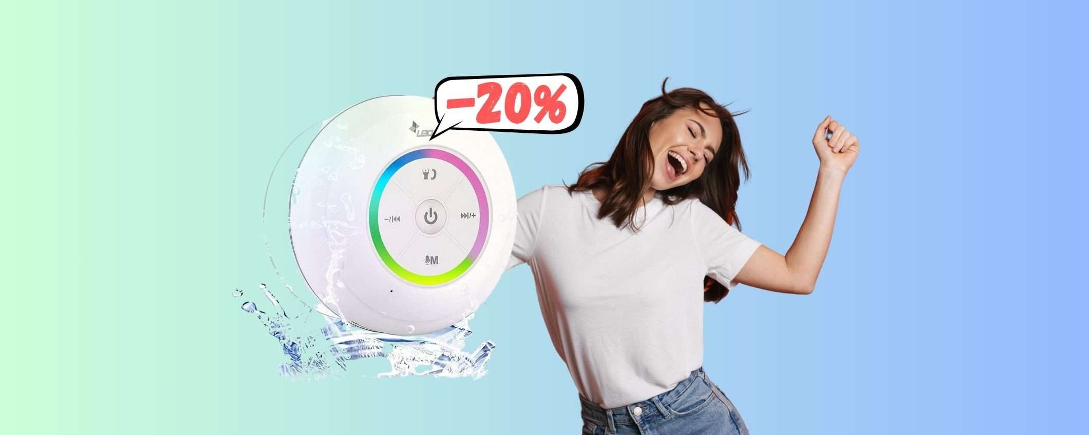 Speaker Bluetooth impermeabile con ventosa per doccia: GENIALE Speaker Bluetooth impermeabile con ventosa per doccia: GENIALE