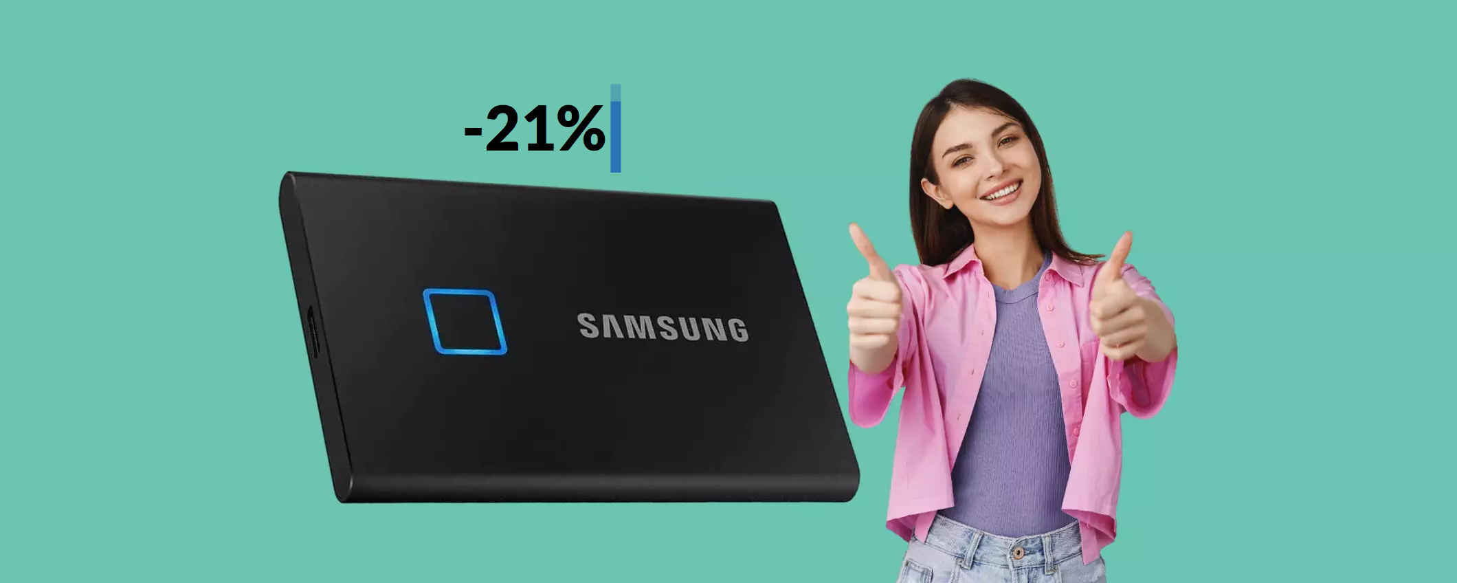 SSD esterno 1TB Samsung con lettore di impronte: dati al SICURO