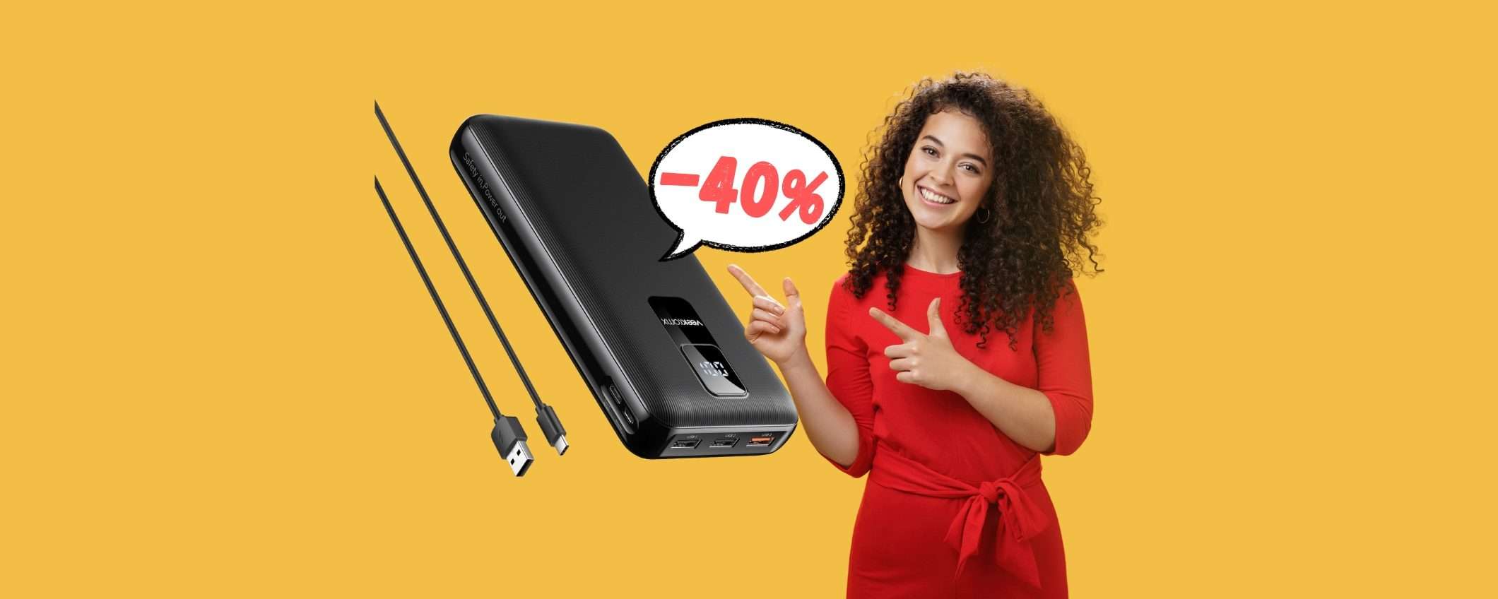 Super power bank da 30000 mAh con 4 uscite al 40% in MENO Super power bank da 30000 mAh con 4 uscite al 40% in MENO