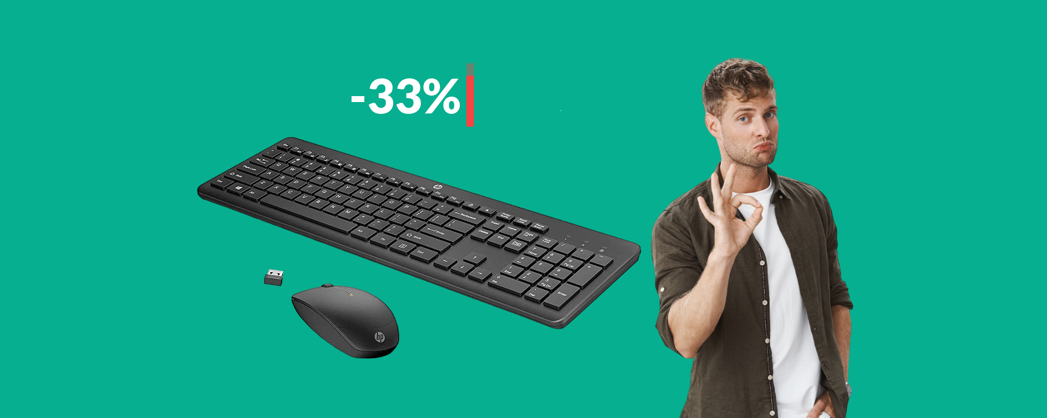 Tastiera e mouse wireless HP ad appena 26€: combo VINCENTE