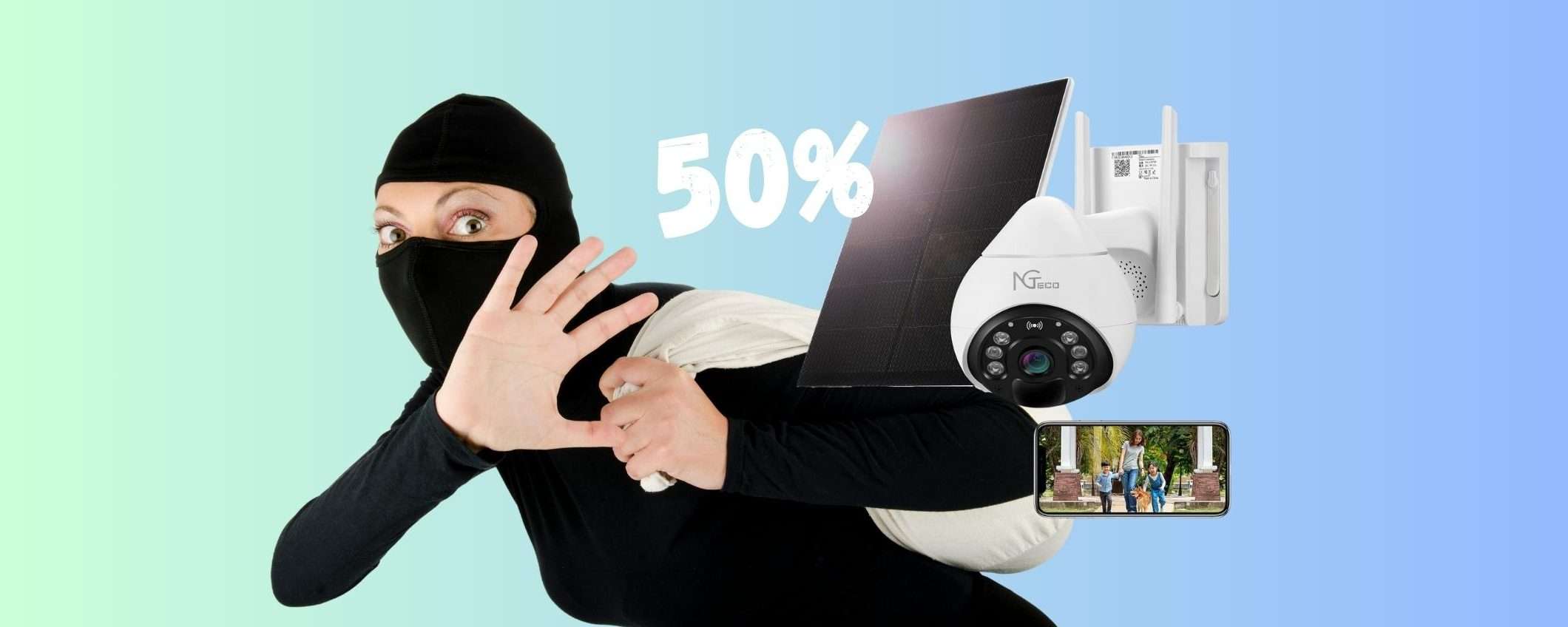 Telecamera di sicurezza con pannello solare al 50%: ladri addio Telecamera di sicurezza con pannello solare al 50%: ladri addio