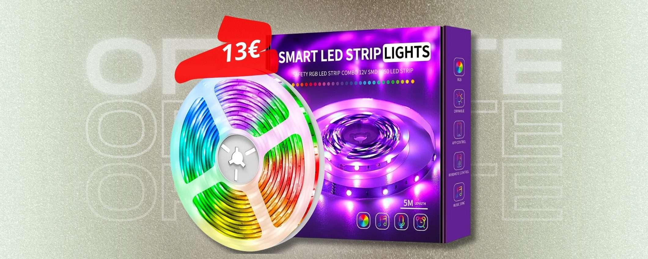 Striscia LED 5m per colorare casa a prezzo MINI: risultato immediato Striscia LED 5m per colorare casa a prezzo MINI: risultato immediato