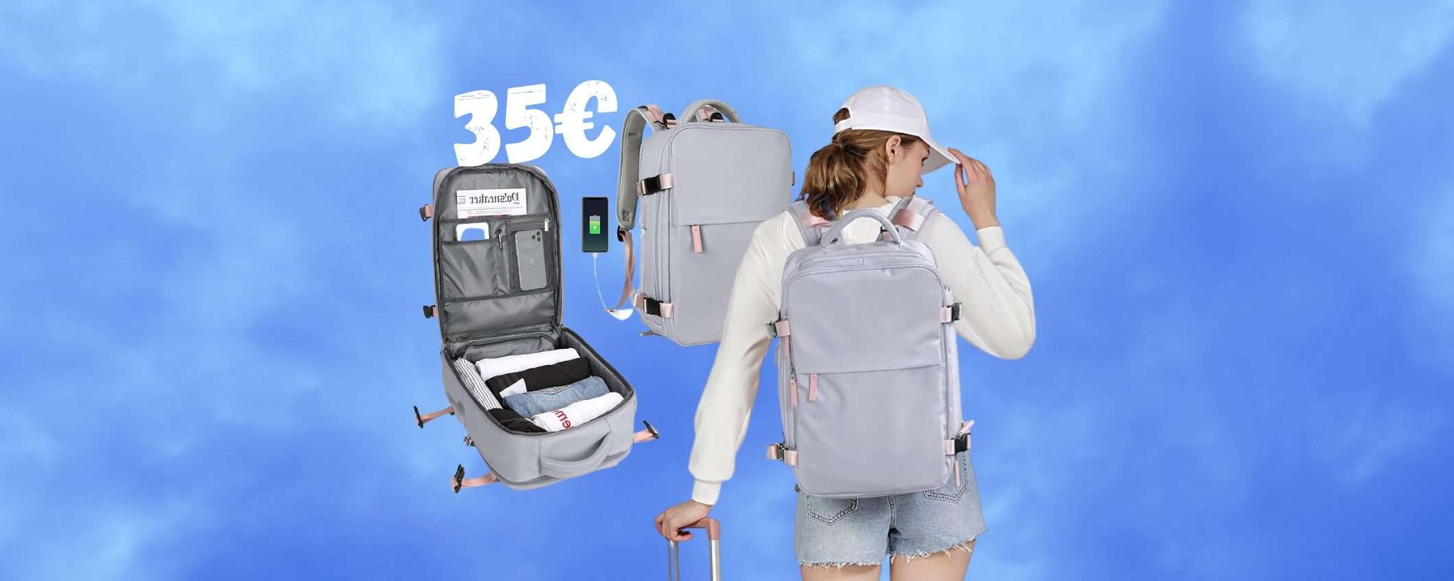 Zaino da viaggio per compagnie low cost a 35€, biglietto caro addio Zaino da viaggio per compagnie low cost a 35€, biglietto caro addio