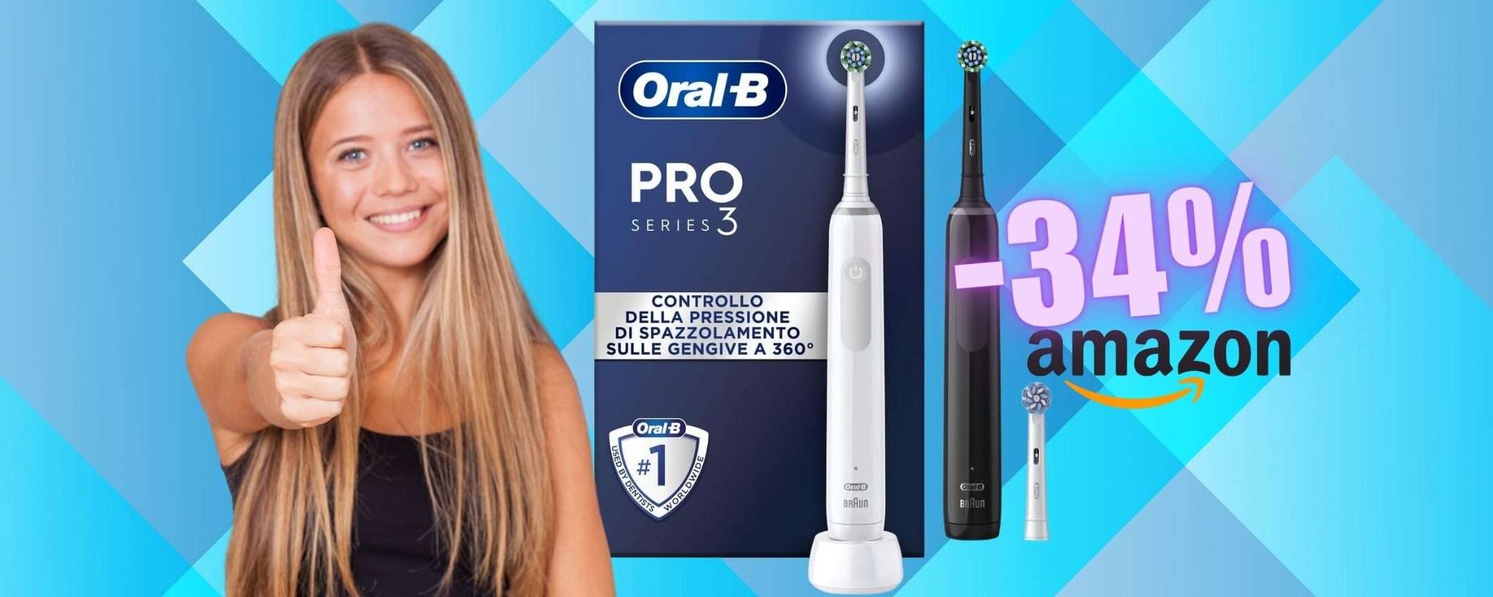 2 spazzolini elettrici Oral-B Pro 3 a PREZZO SHOCK (-34%)