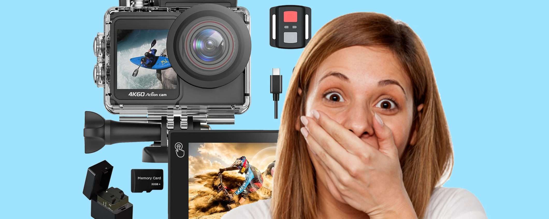 Action Cam 4K con scheda SD da 32 GB in doppio sconto (-73%) Action Cam 4K con scheda SD da 32 GB in doppio sconto (-73%)