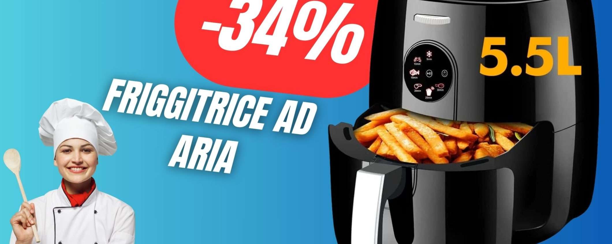Questa MEGA Friggitrice ad Aria da 5,5 Litri costa meno di 50€ con questo SCONTO! Questa MEGA Friggitrice ad Aria da 5,5 Litri costa meno di 50€ con questo SCONTO!