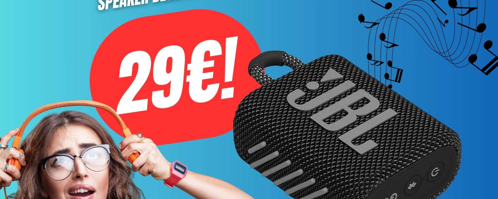 Questa Cassa Bluetooth JBL è piccola ma POTENTISSIMA (e costa solo 29€ grazie allo sconto!) Questa Cassa Bluetooth JBL è piccola ma POTENTISSIMA (e costa solo 29€ grazie allo sconto!)