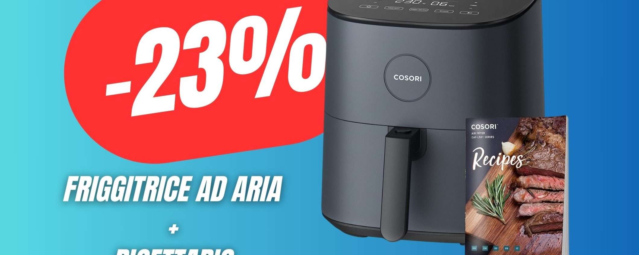 L'ottima Friggitrice ad Aria da 4,7L CROLLA grazie allo SCONTO Amazon (1500W e Ricettario incluso!) L'ottima Friggitrice ad Aria da 4,7L CROLLA grazie allo SCONTO Amazon (1500W e Ricettario incluso!)
