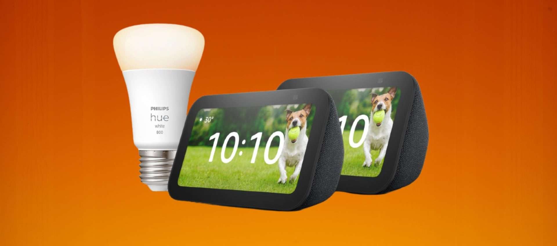 Bundle con DUE Echo Show 5 e lampadina Smart in offerta: RISPARMIO STRAORDINARIO