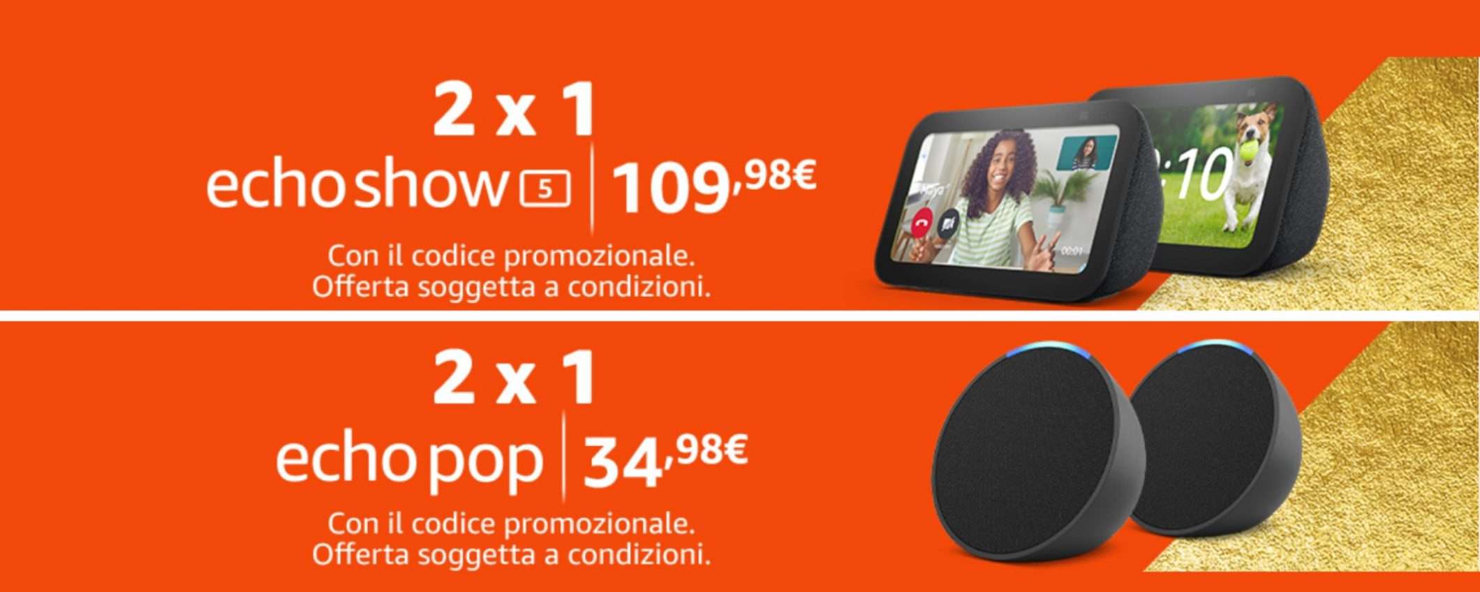 Amazon Black Friday in ANTICIPO: 2X1 su Echo Show 5 ed Echo Pop Amazon Black Friday in ANTICIPO: 2X1 su Echo Show 5 ed Echo Pop