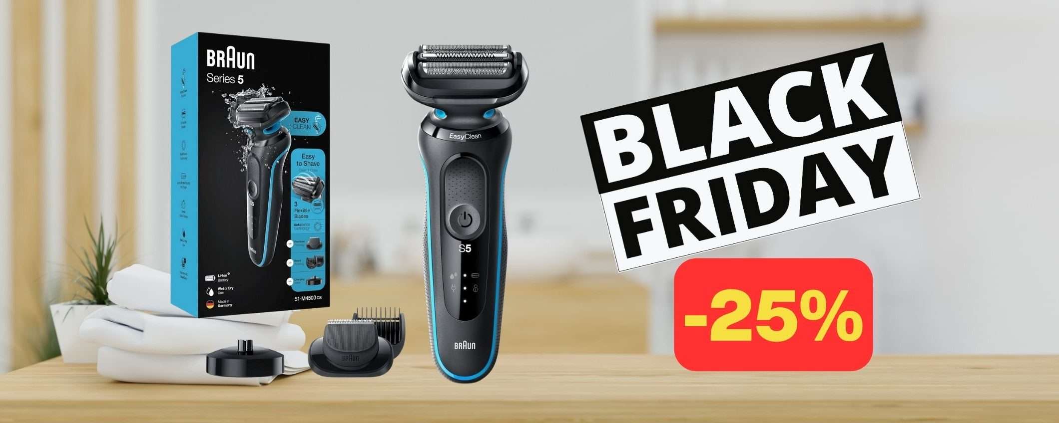 Braun Series 5: il RE dei rasoi elettrici in MEGA SCONTO Black Friday (-25%) Braun Series 5: il RE dei rasoi elettrici in MEGA SCONTO Black Friday (-25%)