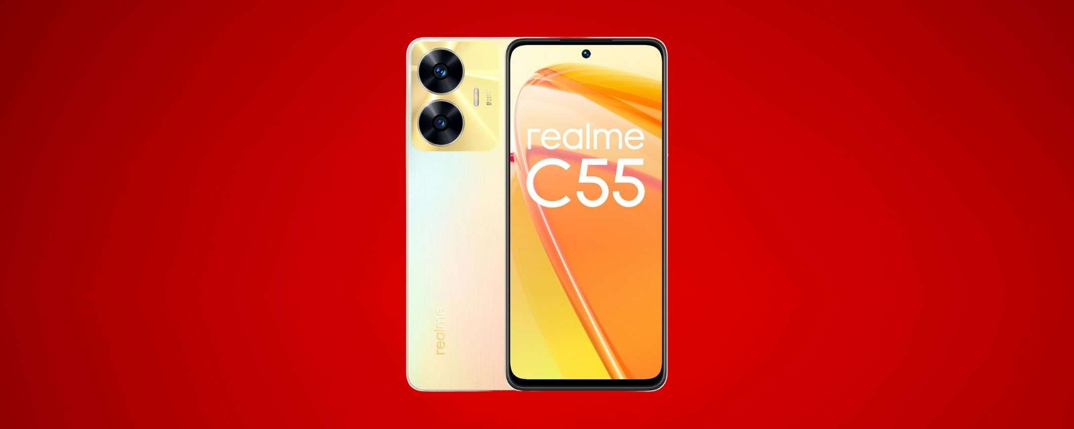 realme c55: fotocamera da 64MP, SUPER ricarica e 5000mAh a 179,99€ realme c55: fotocamera da 64MP, SUPER ricarica e 5000mAh a 179,99€
