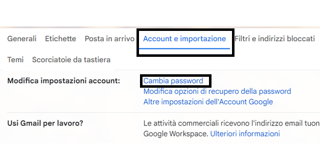 Modifica della password Gmail sul browser web