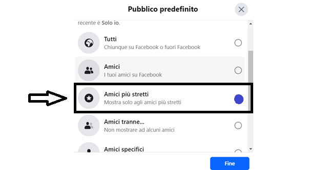 Come condividere un post con gli amici stretti