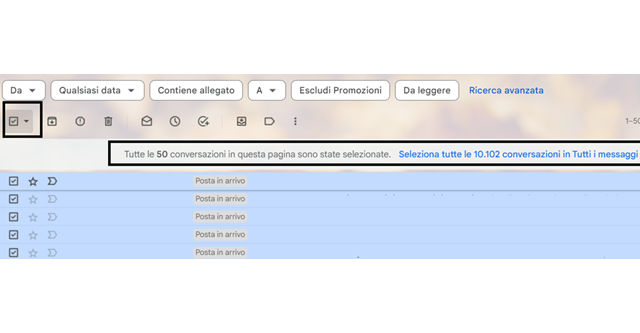 Come eliminare tutte le email su Gmail contemporaneamente