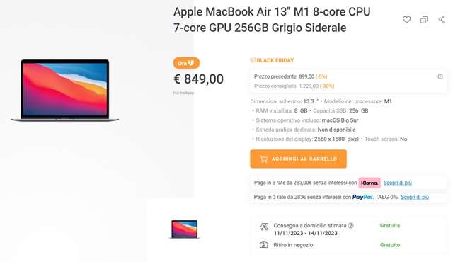 apple macbook air m1 849 euro